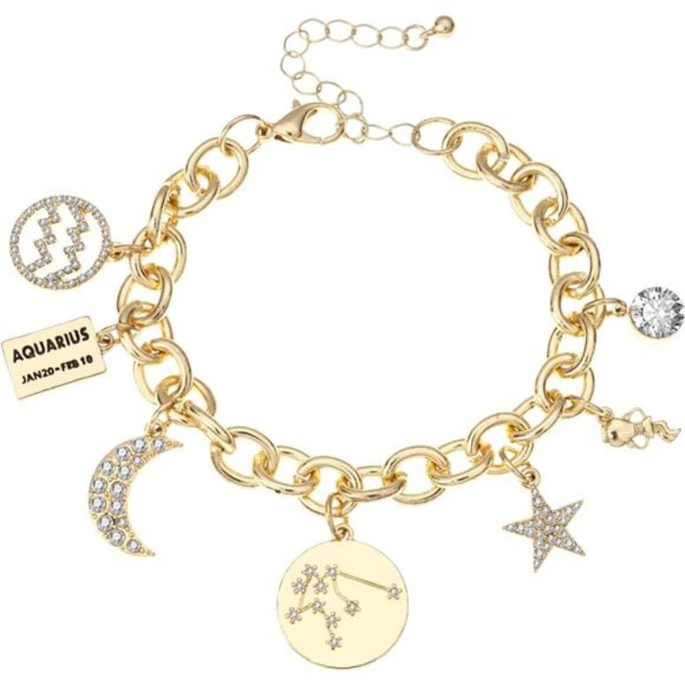 Gold Plated Zodiac Constellation Symbol Name Plate Moon Star 45$